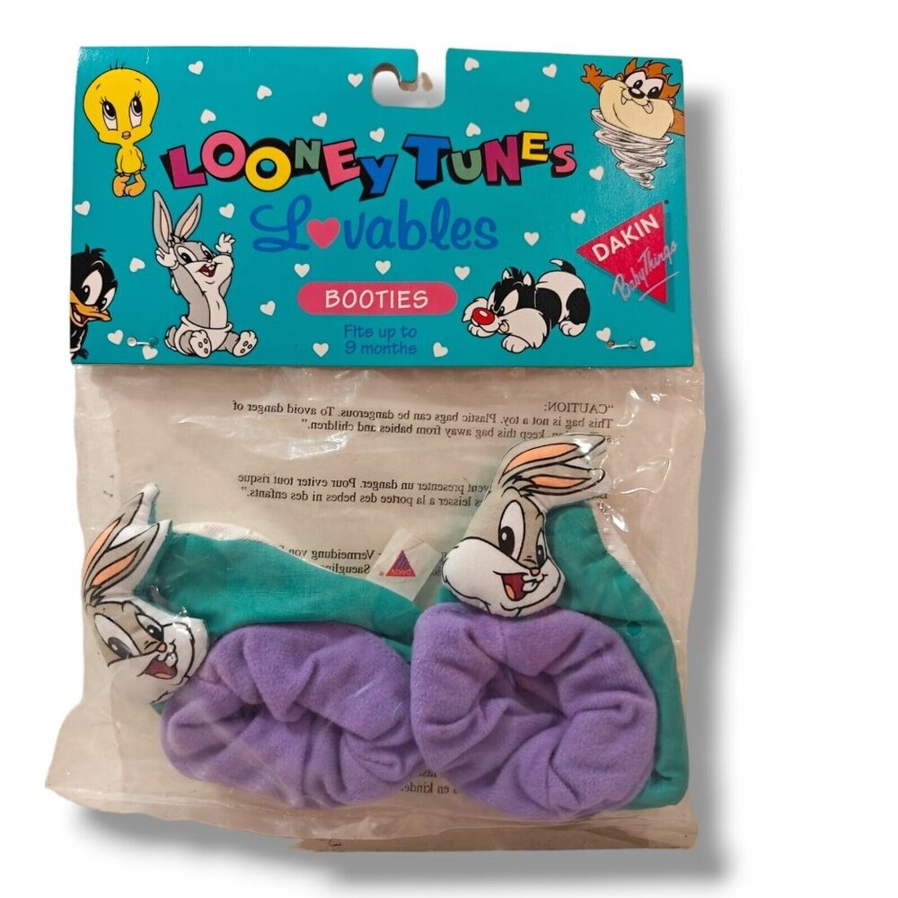 Vintage Looney Tunes Lovables Baby Crib Shoes Booties Bugs Bunny Warner Bros NEW